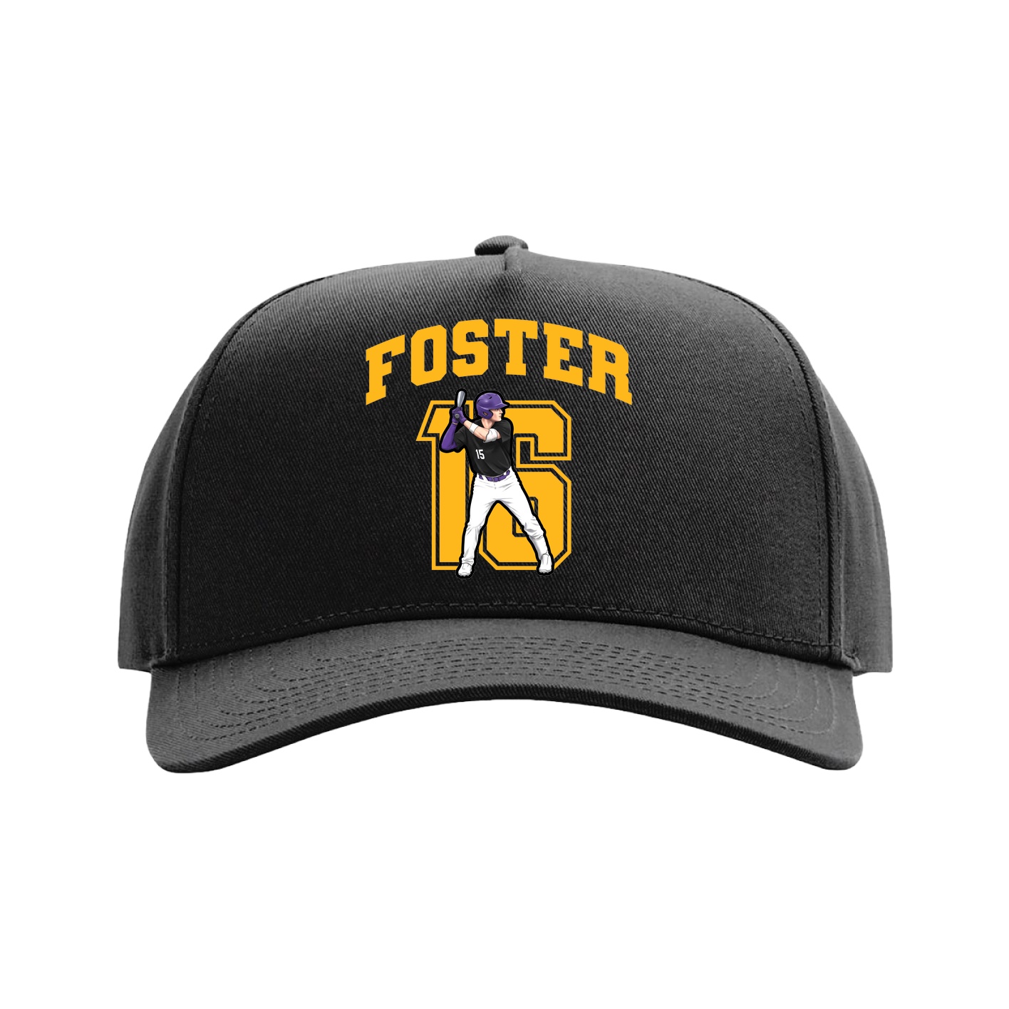Full Fabric Five-Panel Champ Cap — Number in Black
