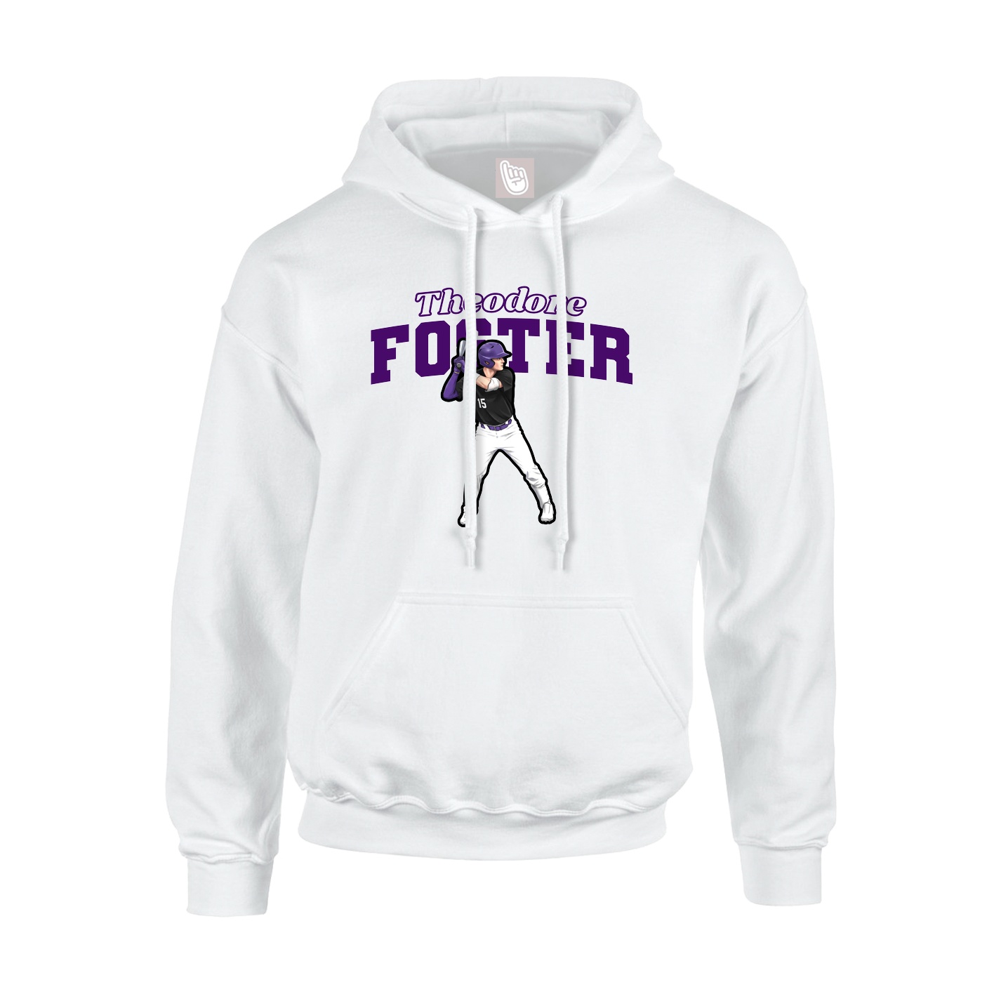 Youth Hoodie — Name Arch in White