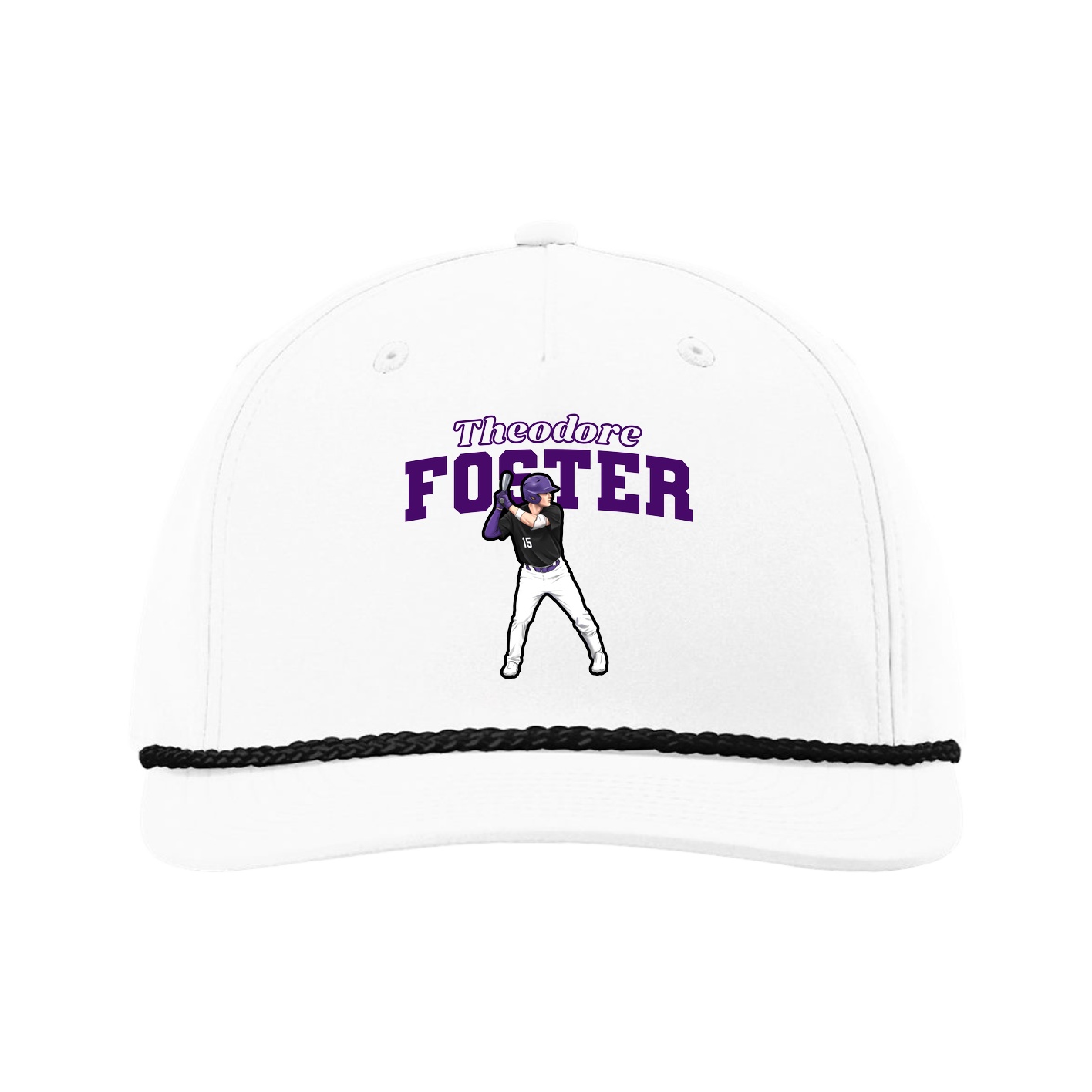 Five-Panel Classic Rope Cap — Name Arch in White