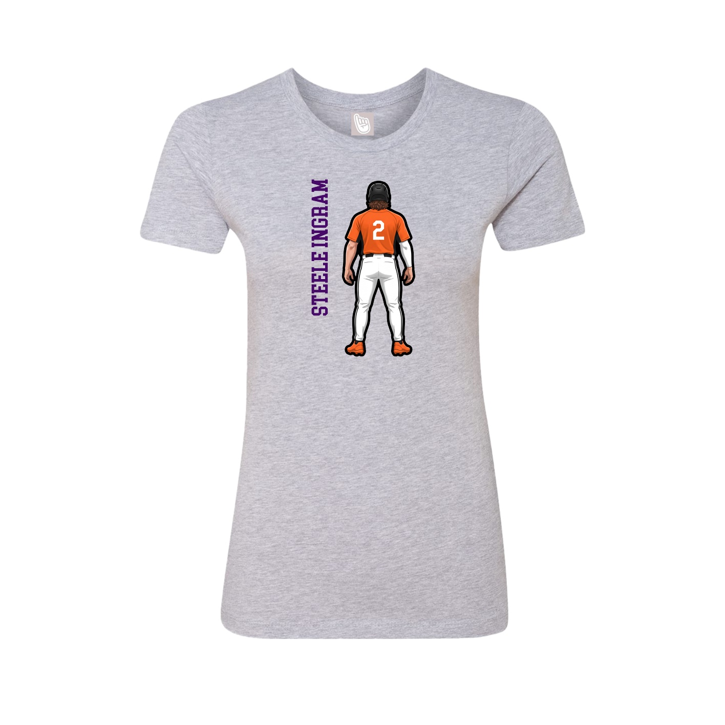 Fitted Women's Tee — Name Vertical in Grey