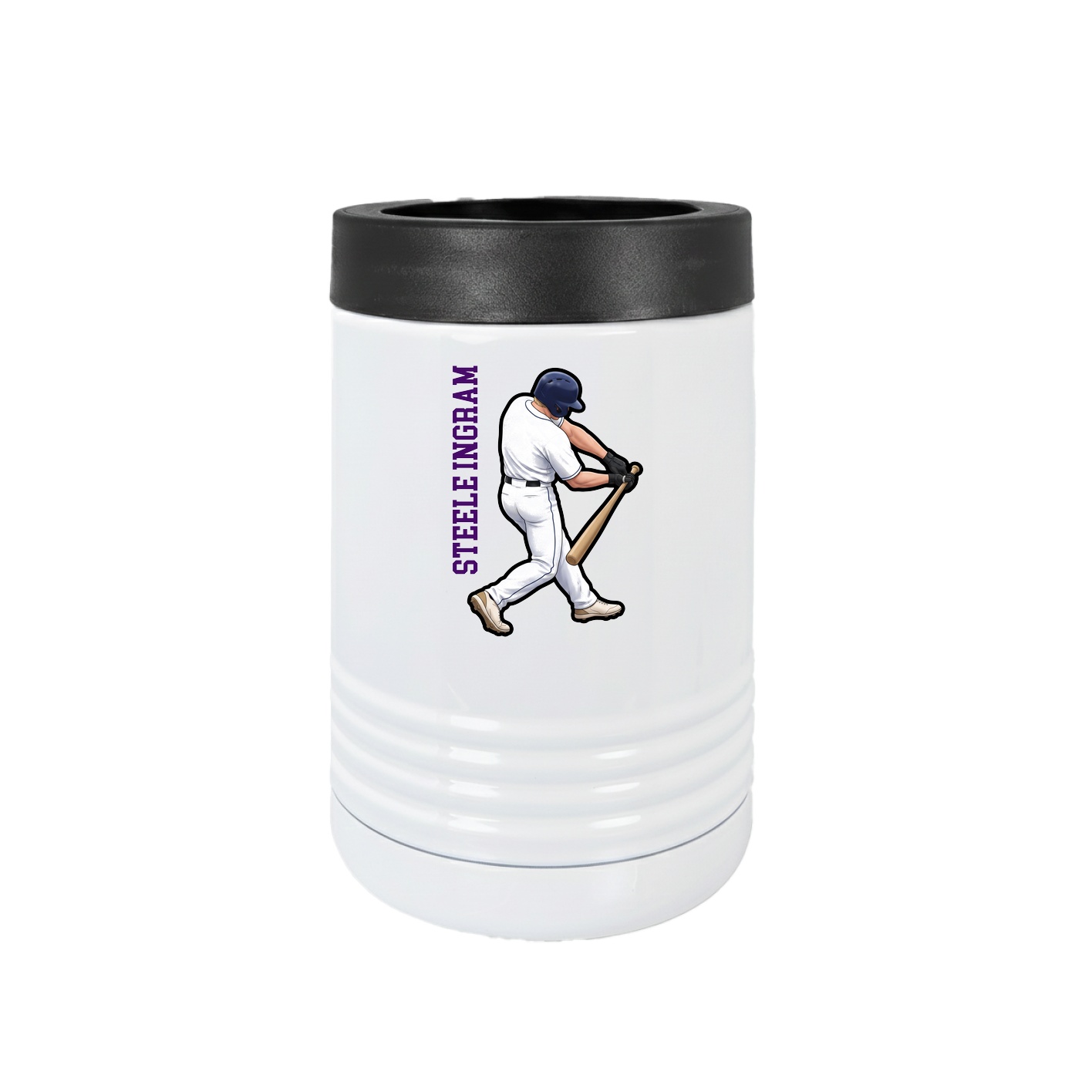 Beverage Holder — Name Vertical in White