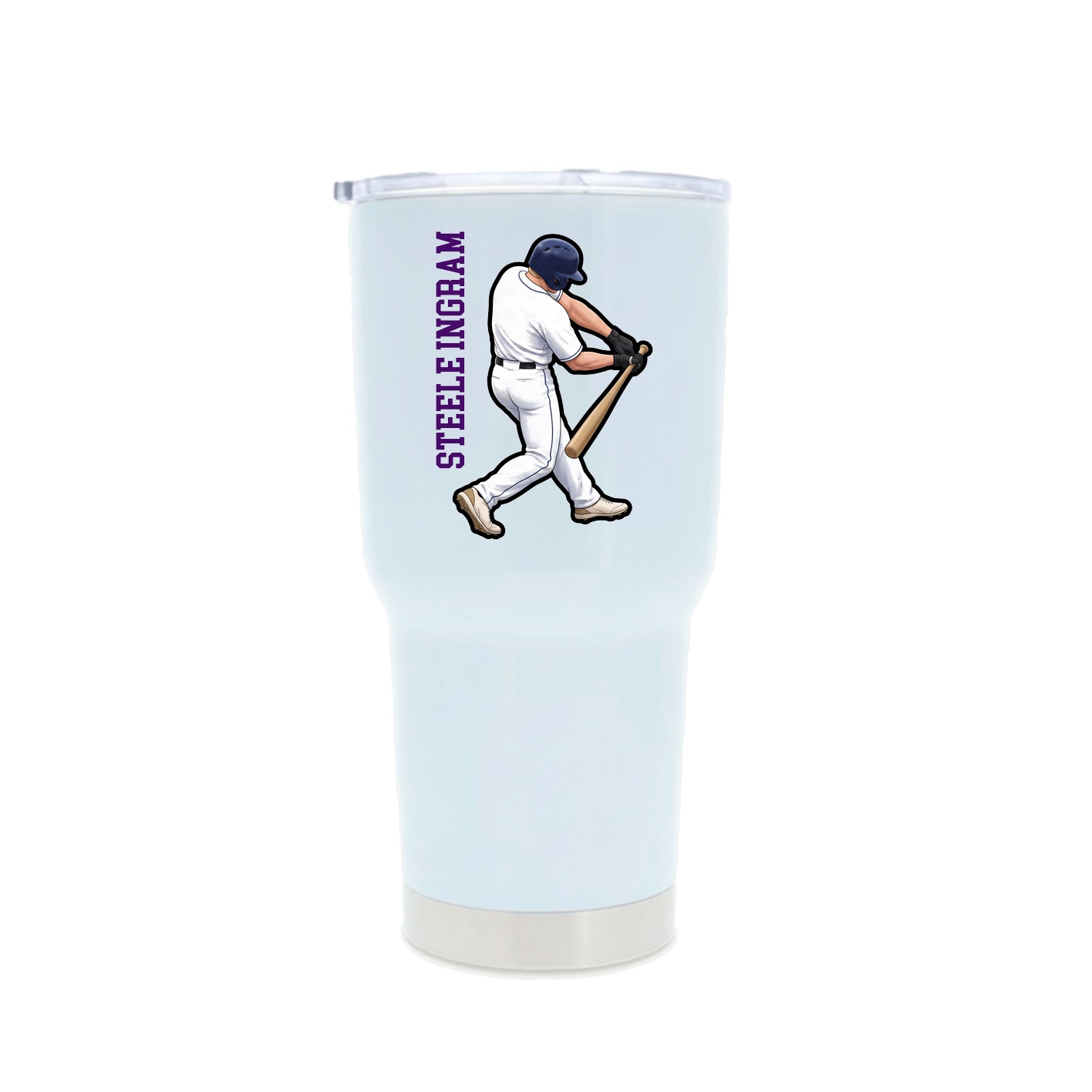 30oz Stainless Steel Tumbler — Name Vertical in White