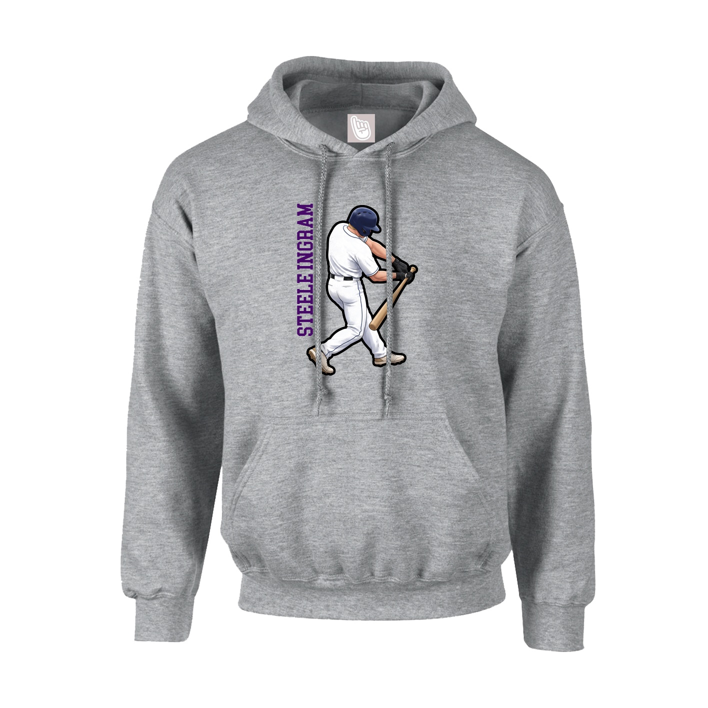 Hoodie — Name Vertical in Grey