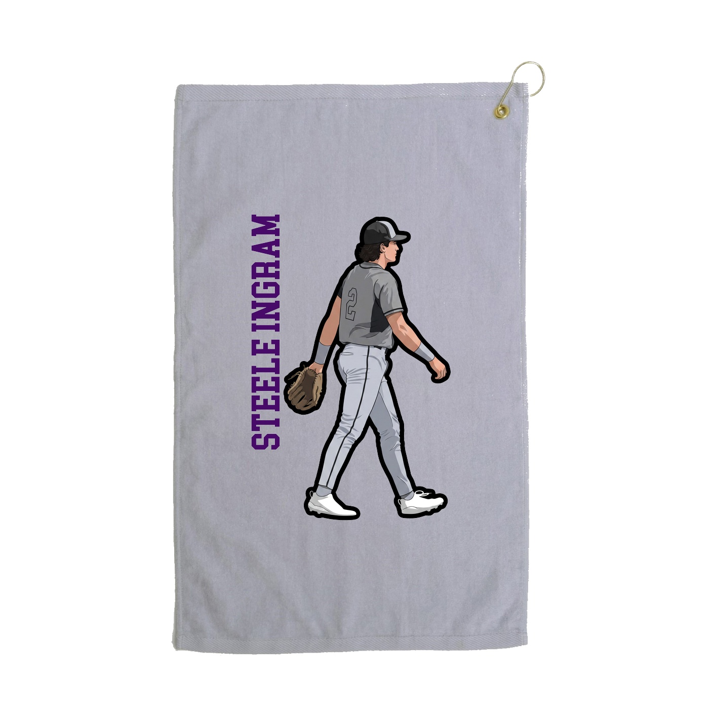 Golf Towel — Name Vertical in Grey