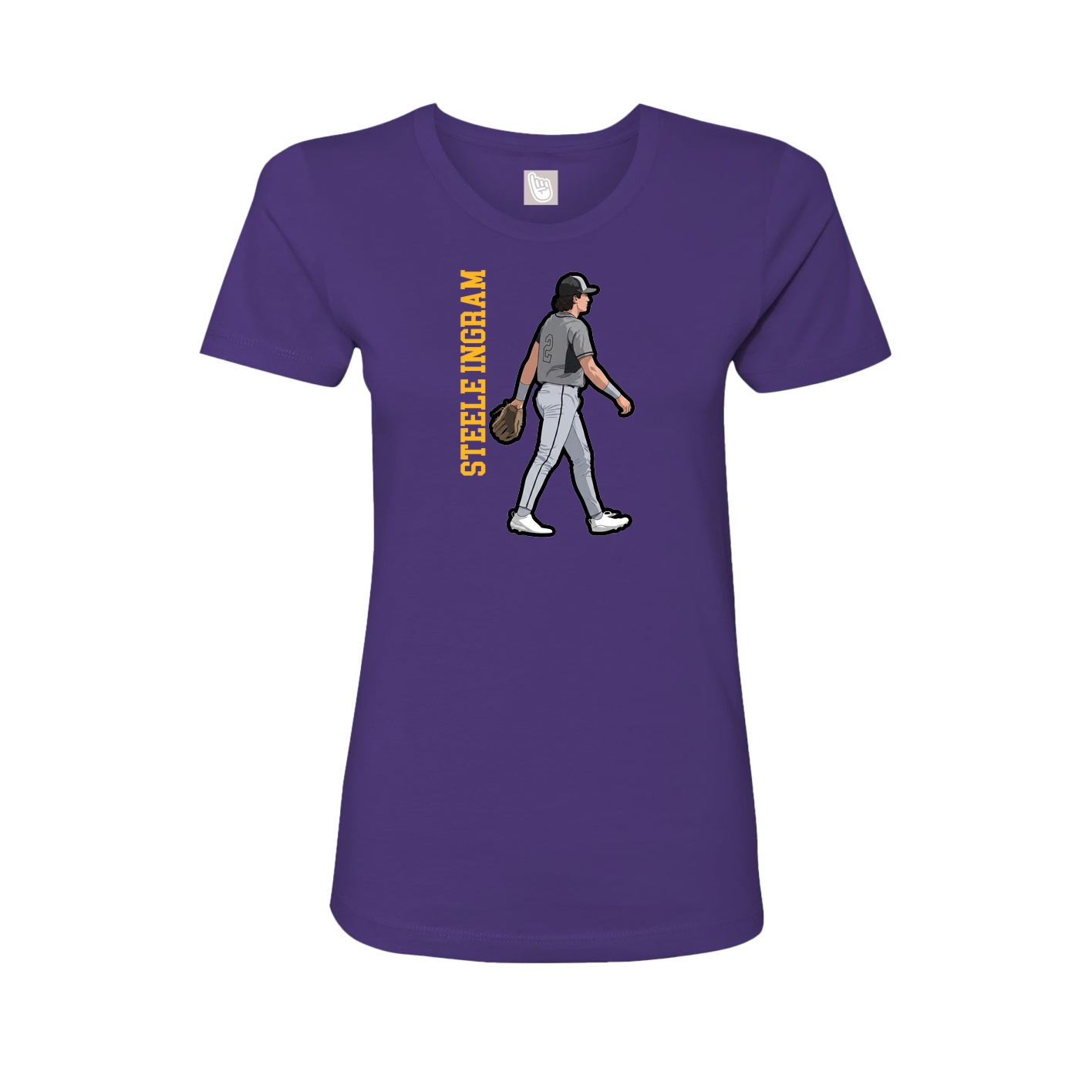 Fitted Women's Tee — Name Vertical in Purple