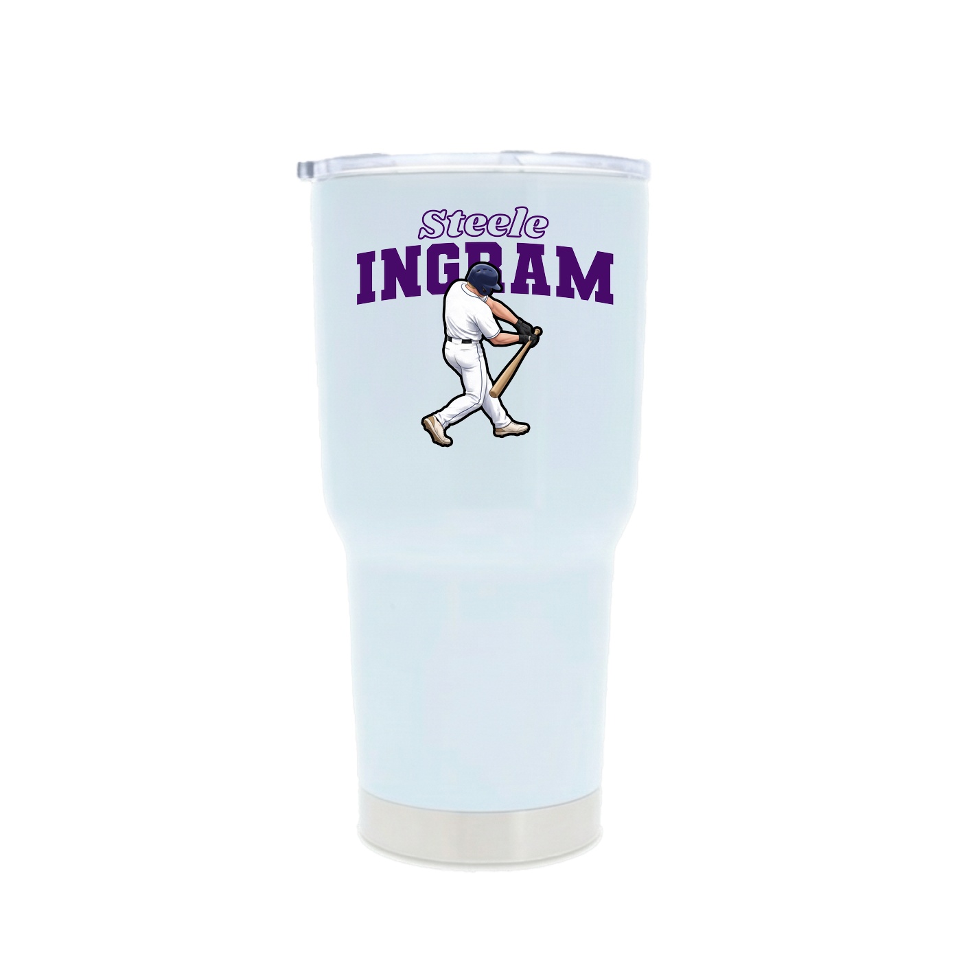 30oz Stainless Steel Tumbler — Name Arch in White