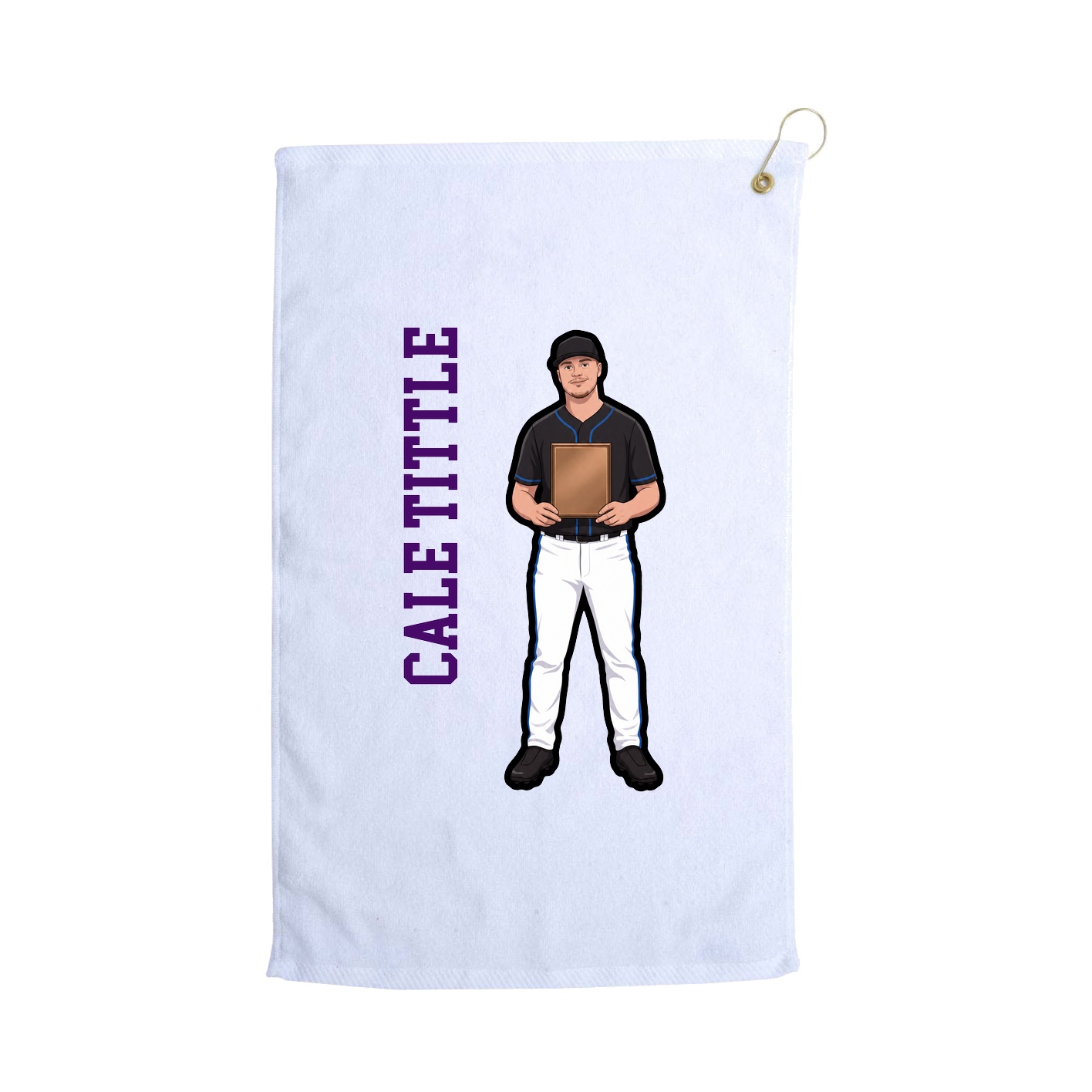 Golf Towel — Name Vertical in White