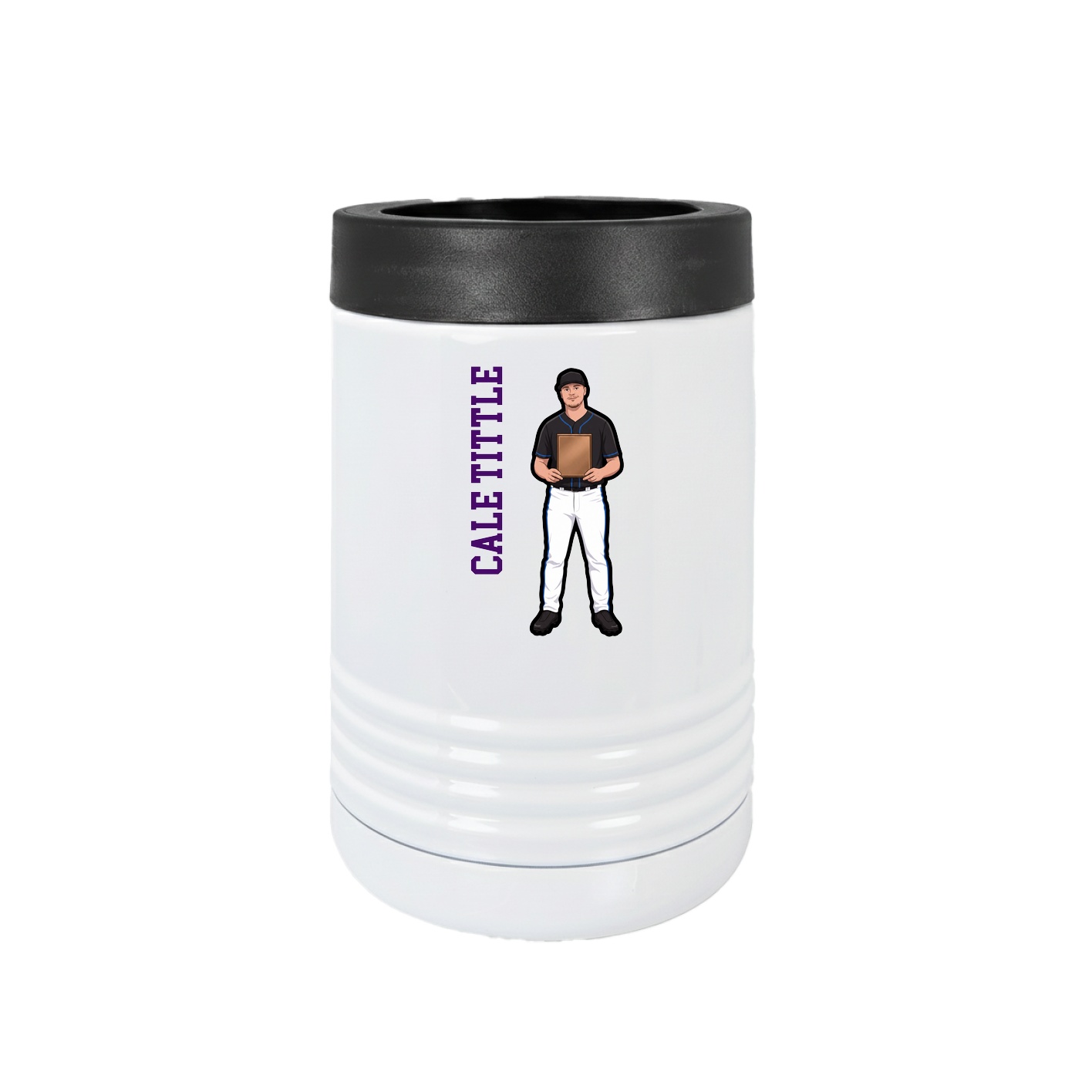 Beverage Holder — Name Vertical in White