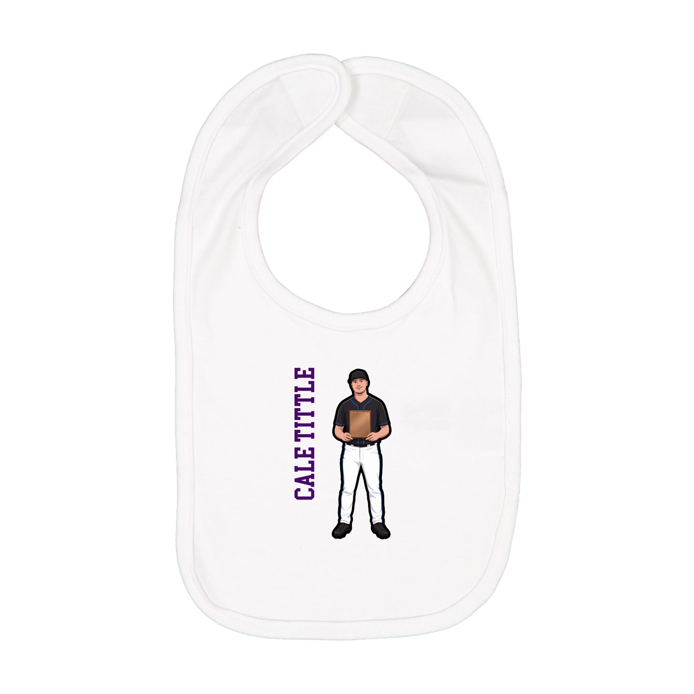 Infant Bib — Name Vertical in White
