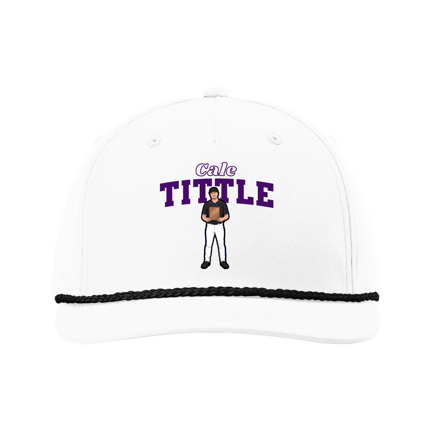 Five-Panel Classic Rope Cap — Name Arch in White