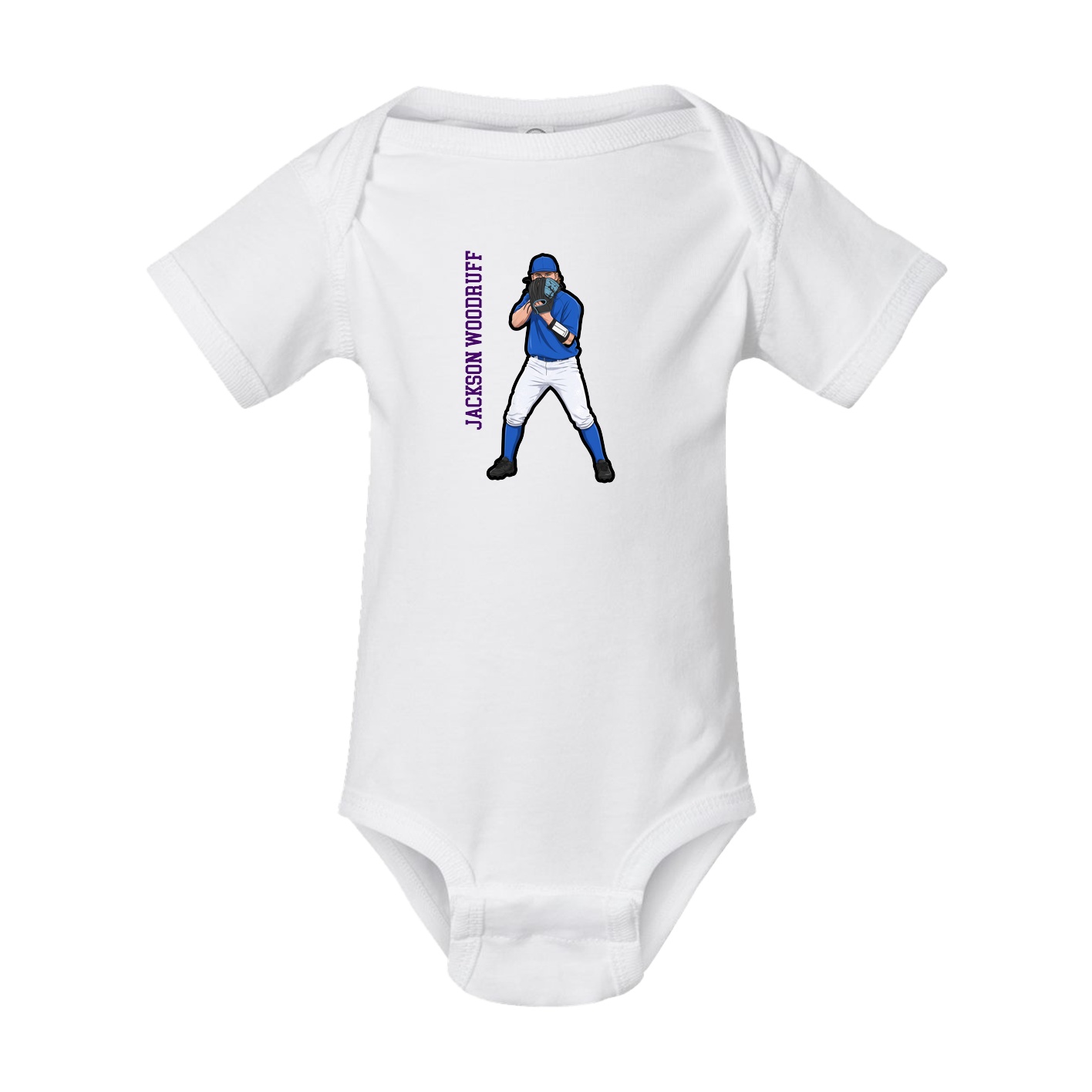 Baby Onesie — Name Vertical in White
