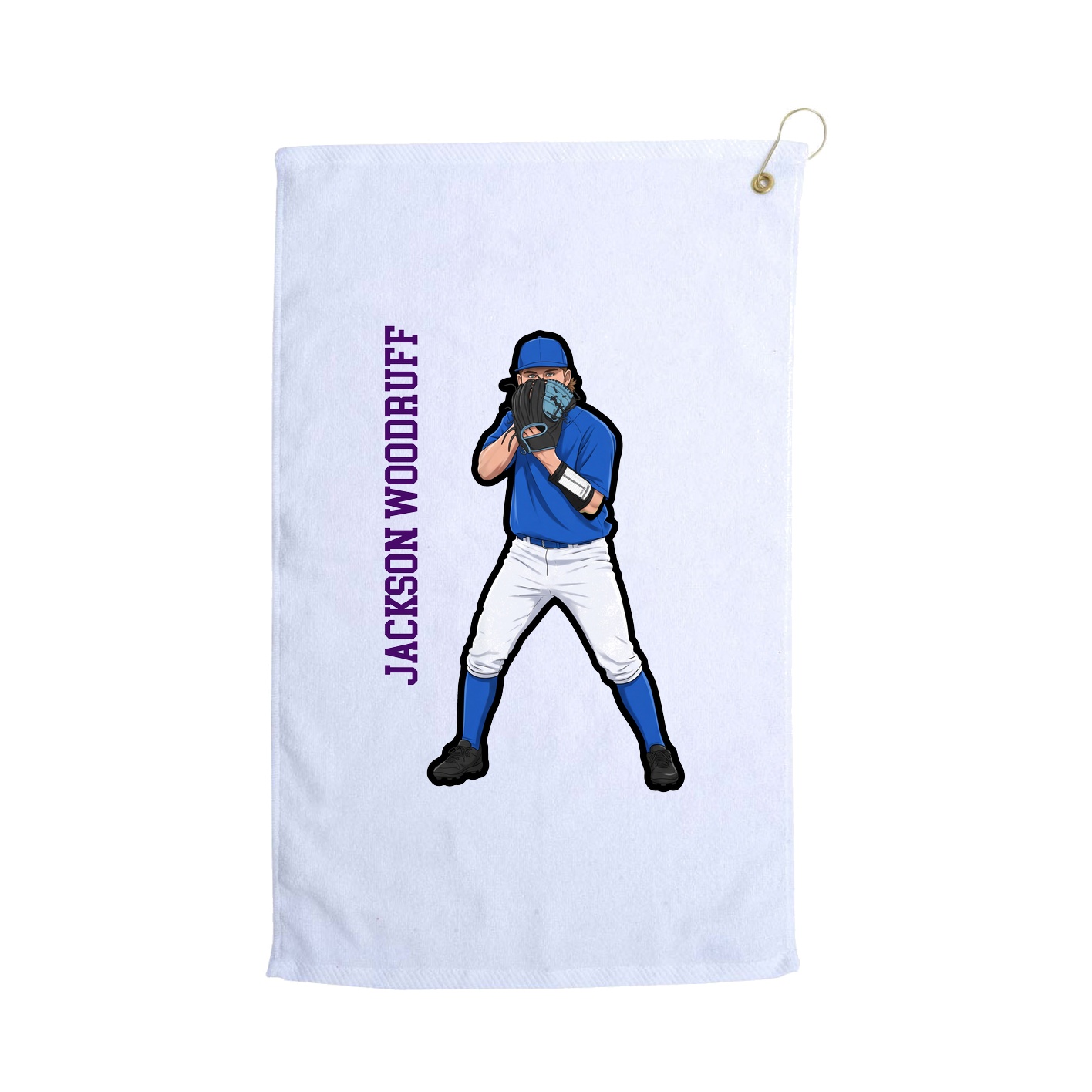 Golf Towel — Name Vertical in White