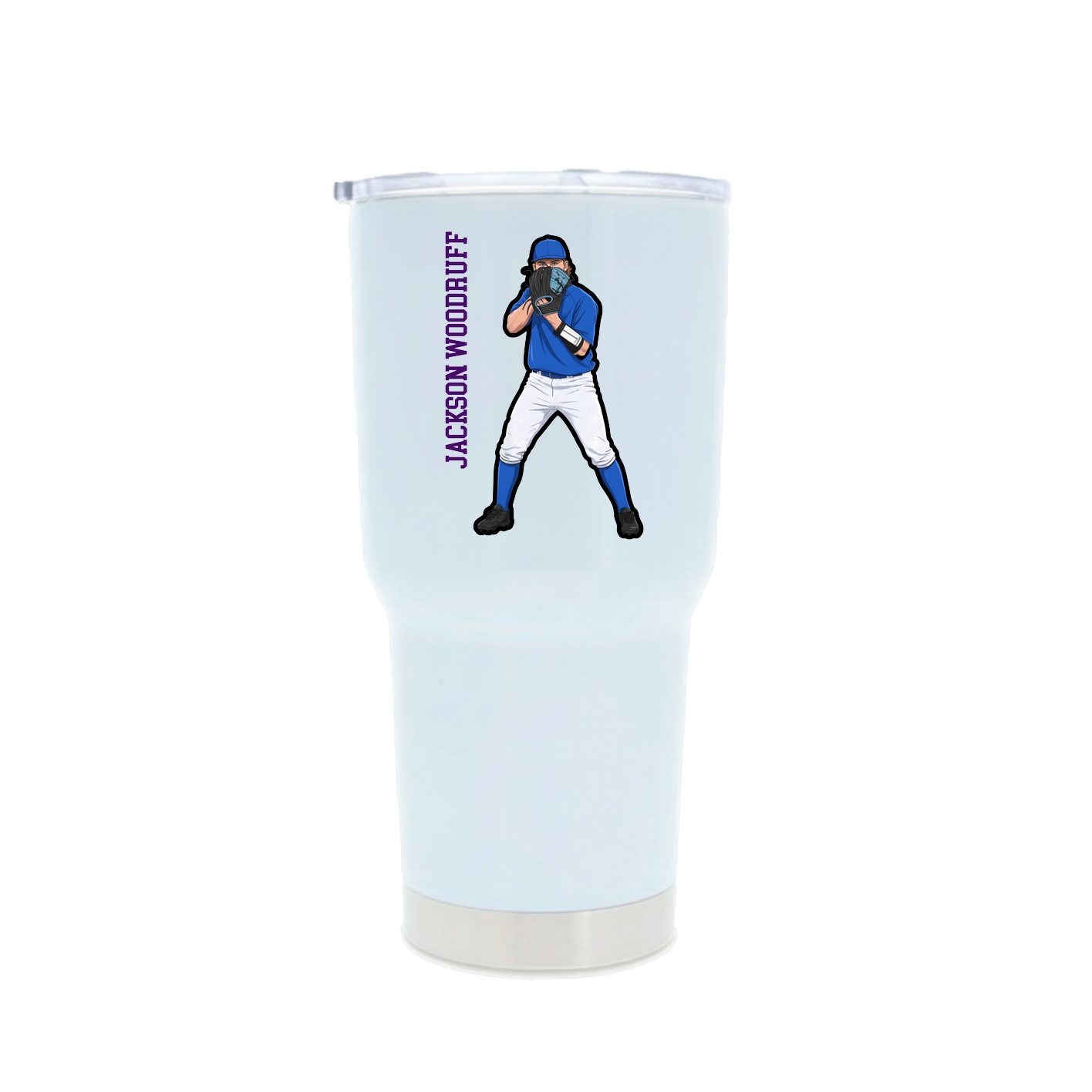 30oz Stainless Steel Tumbler — Name Vertical in White