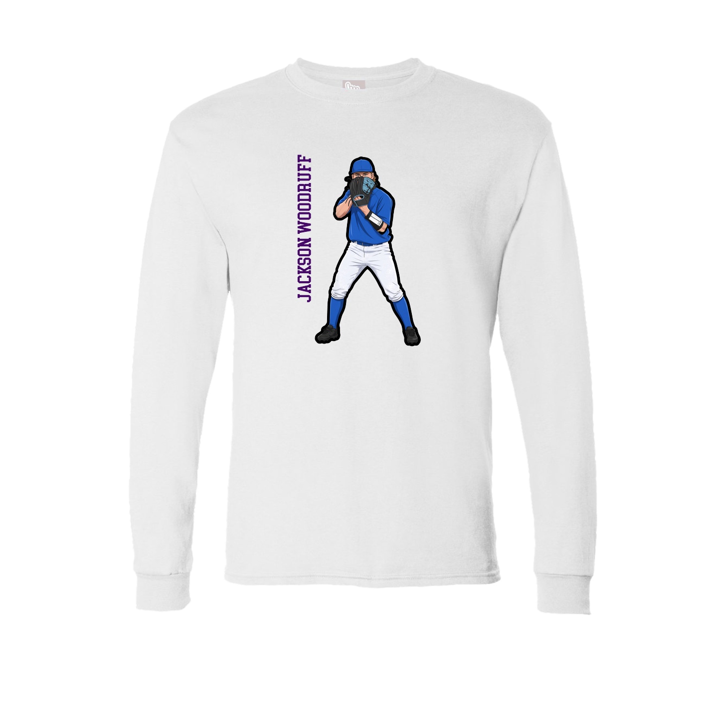 Long Sleeve Tee — Name Vertical in White