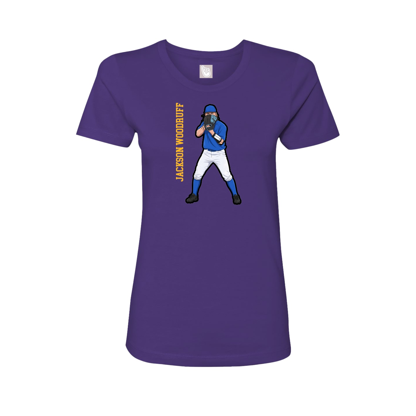 Fitted Women's Tee — Name Vertical in Purple