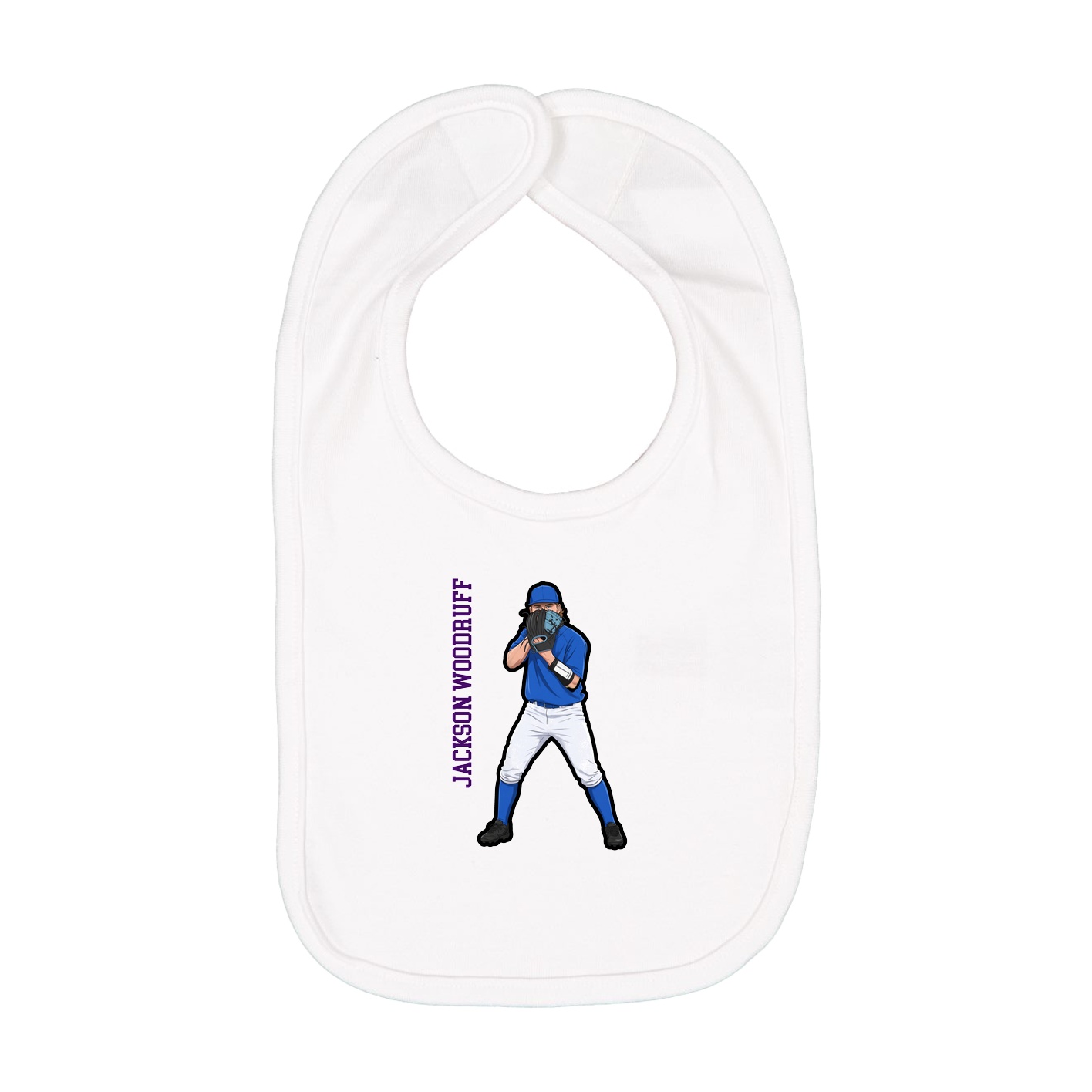 Infant Bib — Name Vertical in White