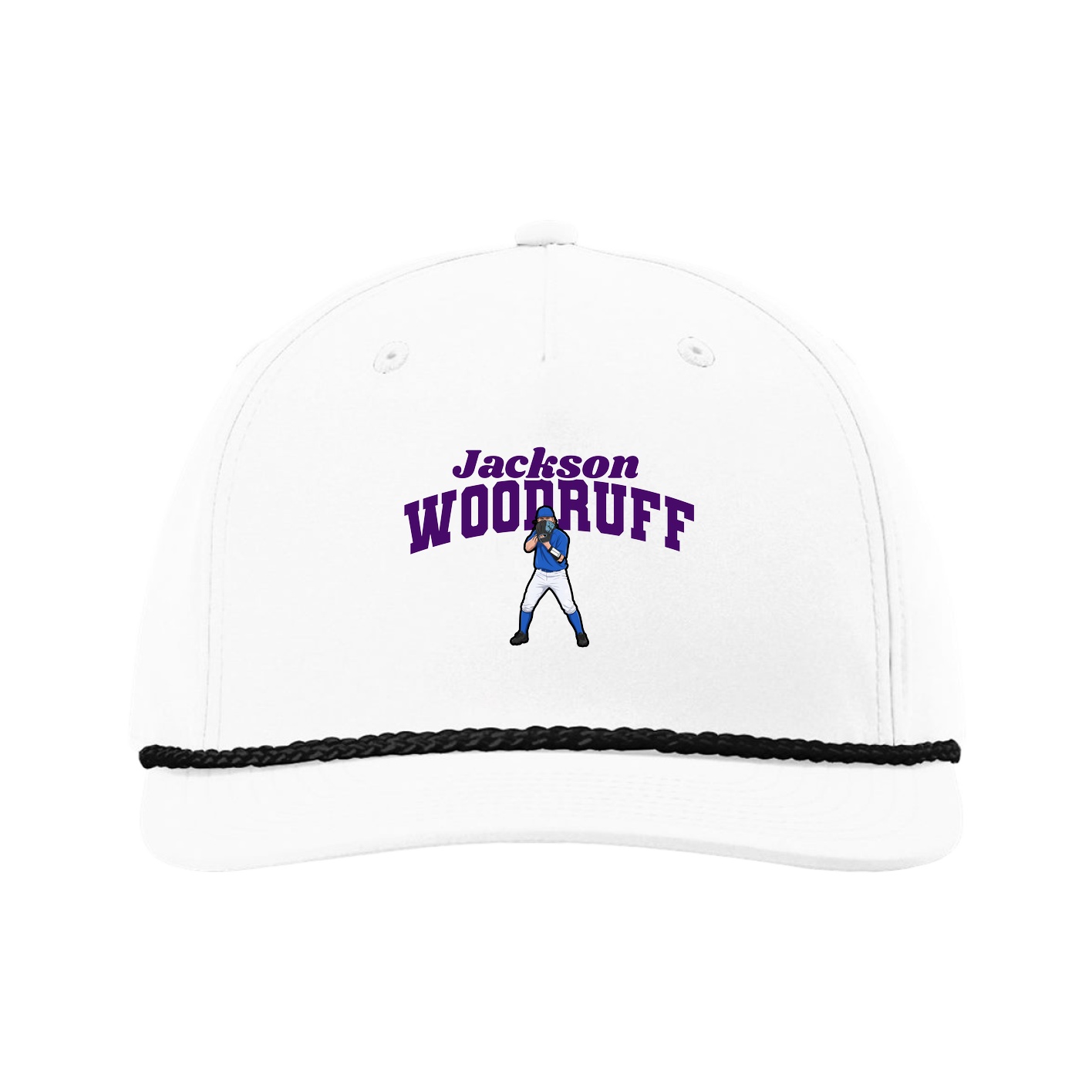 Five-Panel Classic Rope Cap — Signature Arch in White