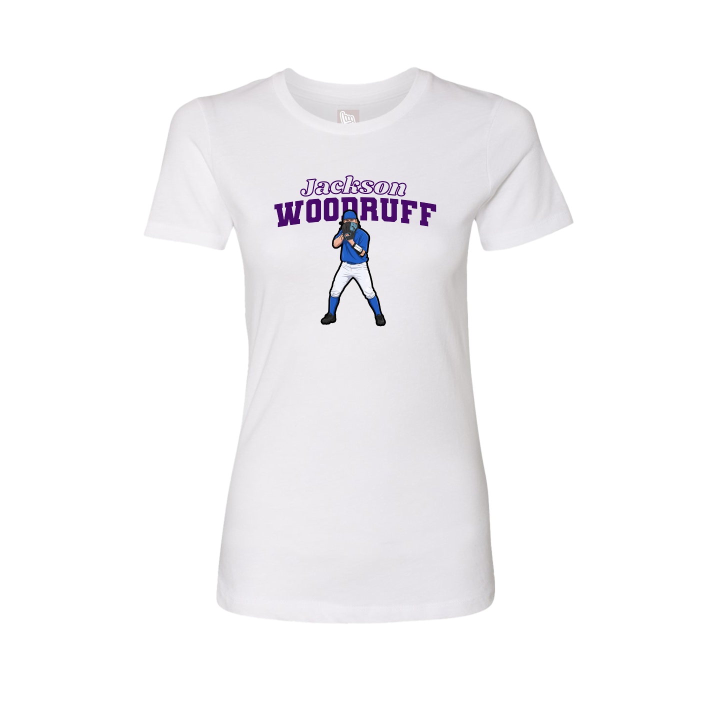 Fitted Women's Tee — Name Arch in White