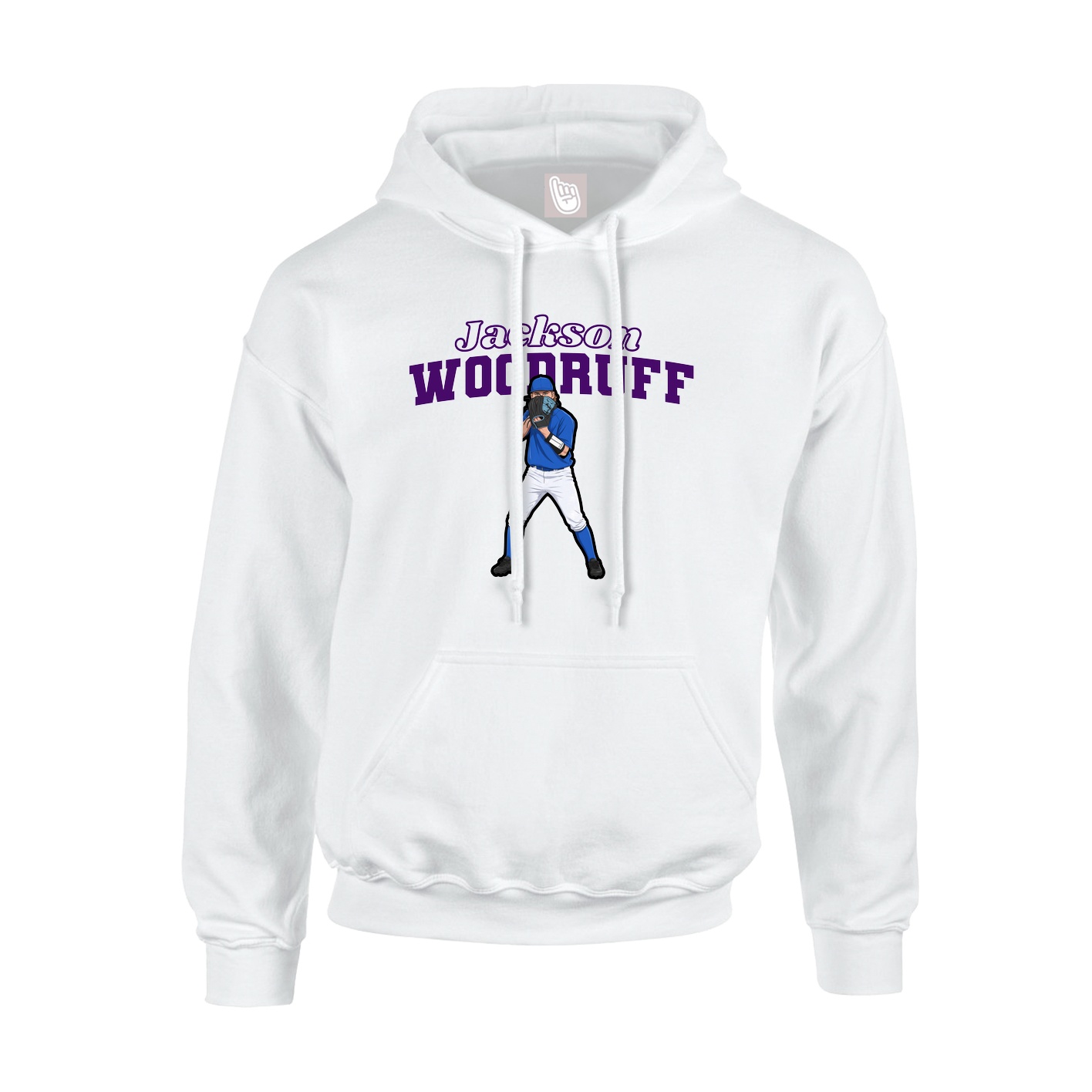 Youth Hoodie — Name Arch in White