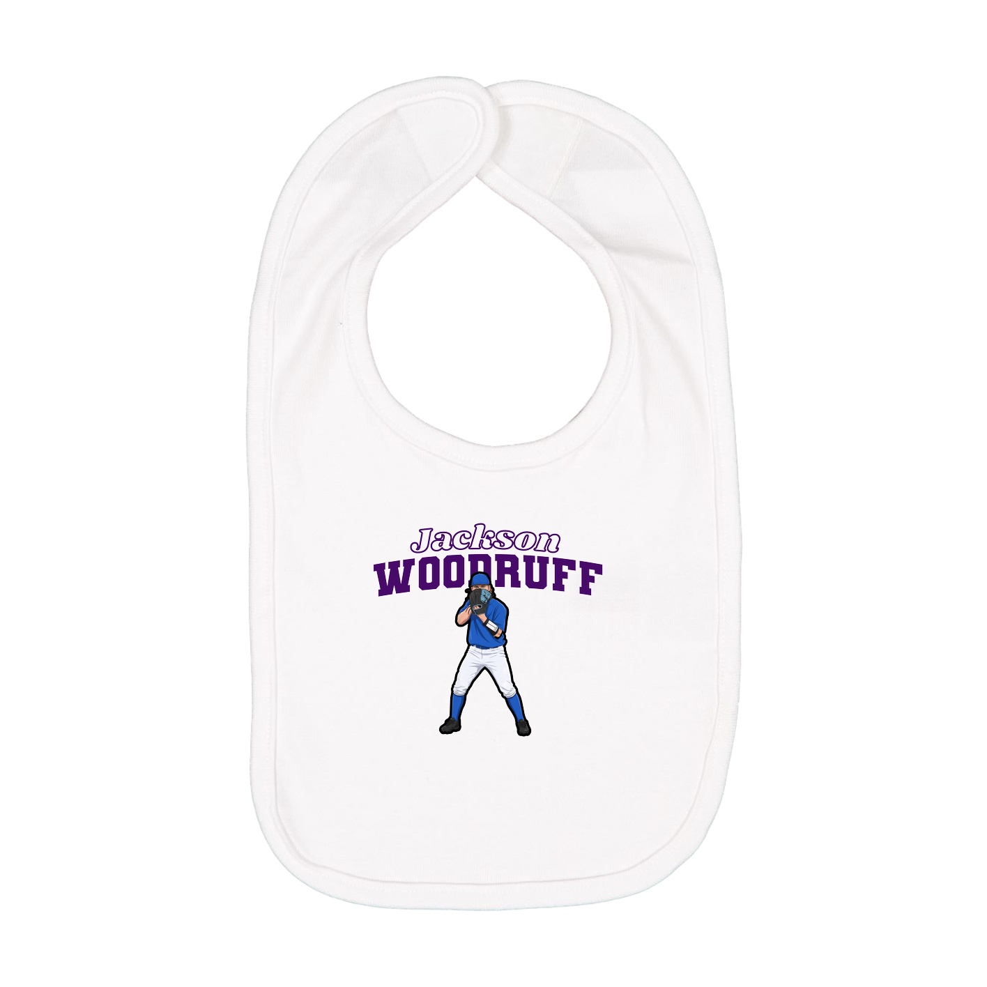 Infant Bib — Name Arch in White