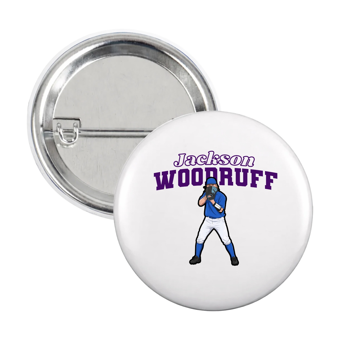 Game Day Button — Name Arch in White