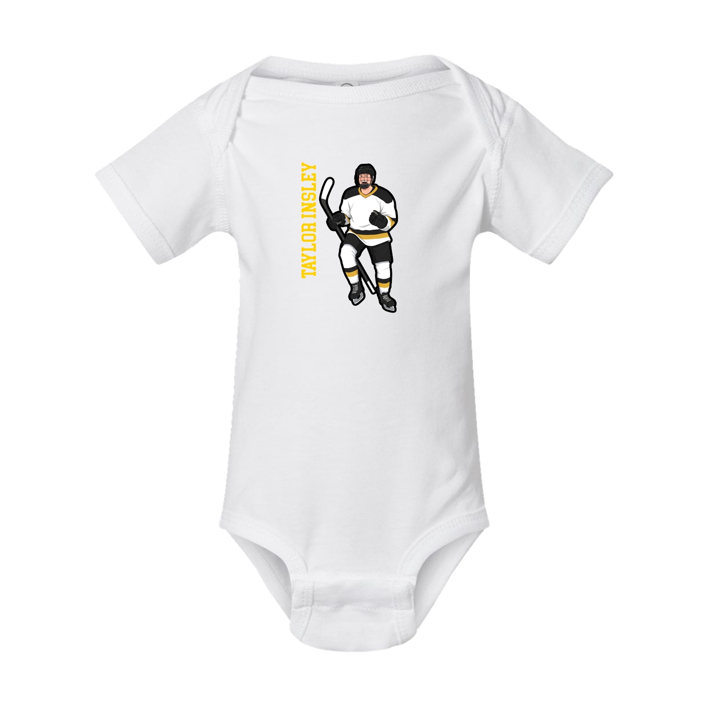 Baby Onesie — Name Vertical in White