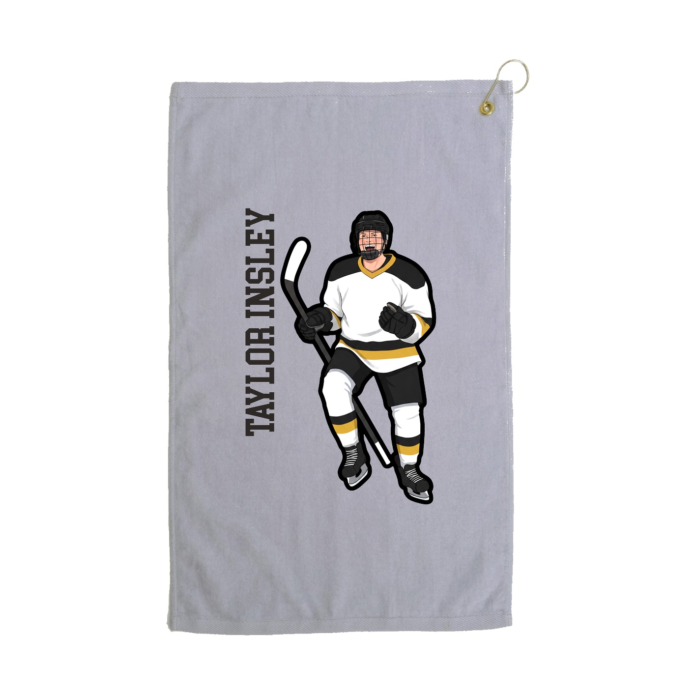 Golf Towel — Name Vertical in Grey