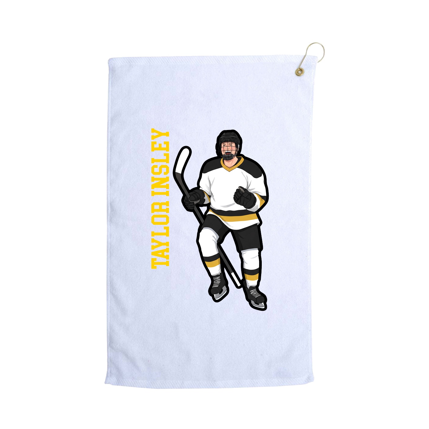 Golf Towel — Name Vertical in White