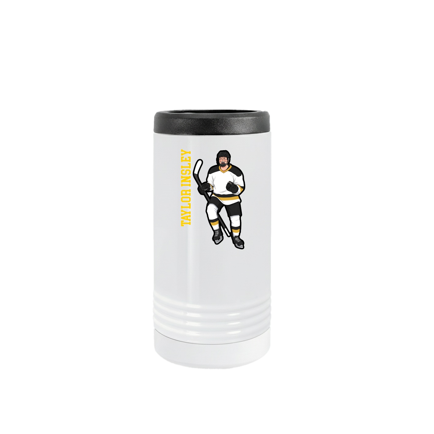 Slim Beverage Holder — Name Vertical in White