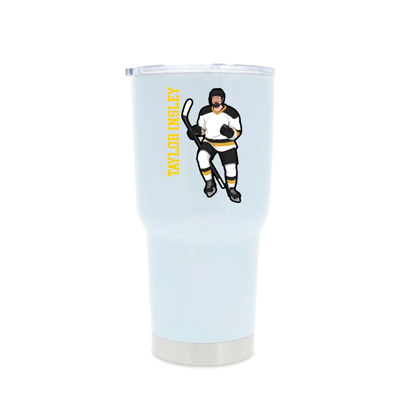 30oz Stainless Steel Tumbler — Name Vertical in White