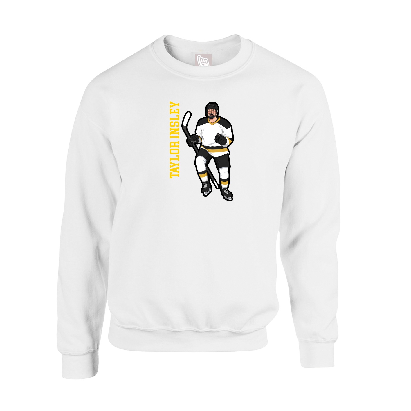 Fleece Crew — Name Vertical in White