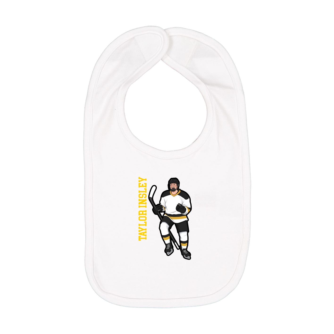 Infant Bib — Name Vertical in White