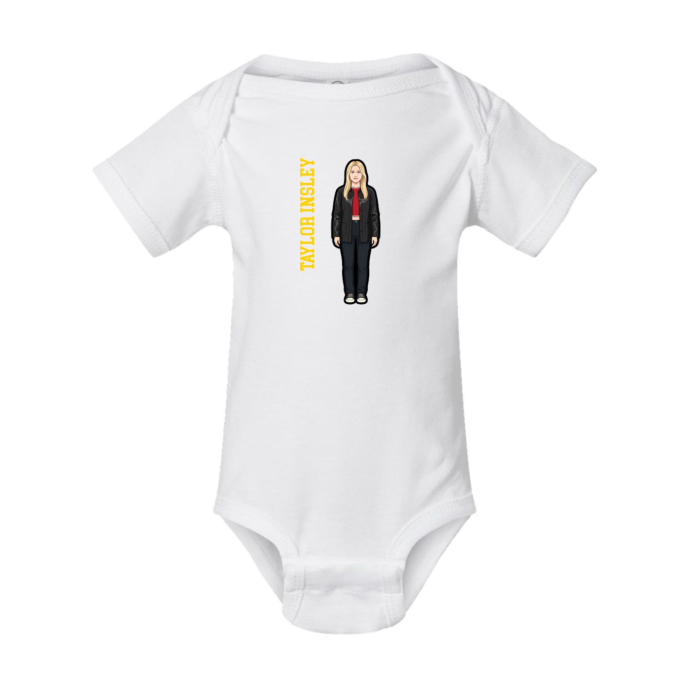Baby Onesie — Name Vertical in White