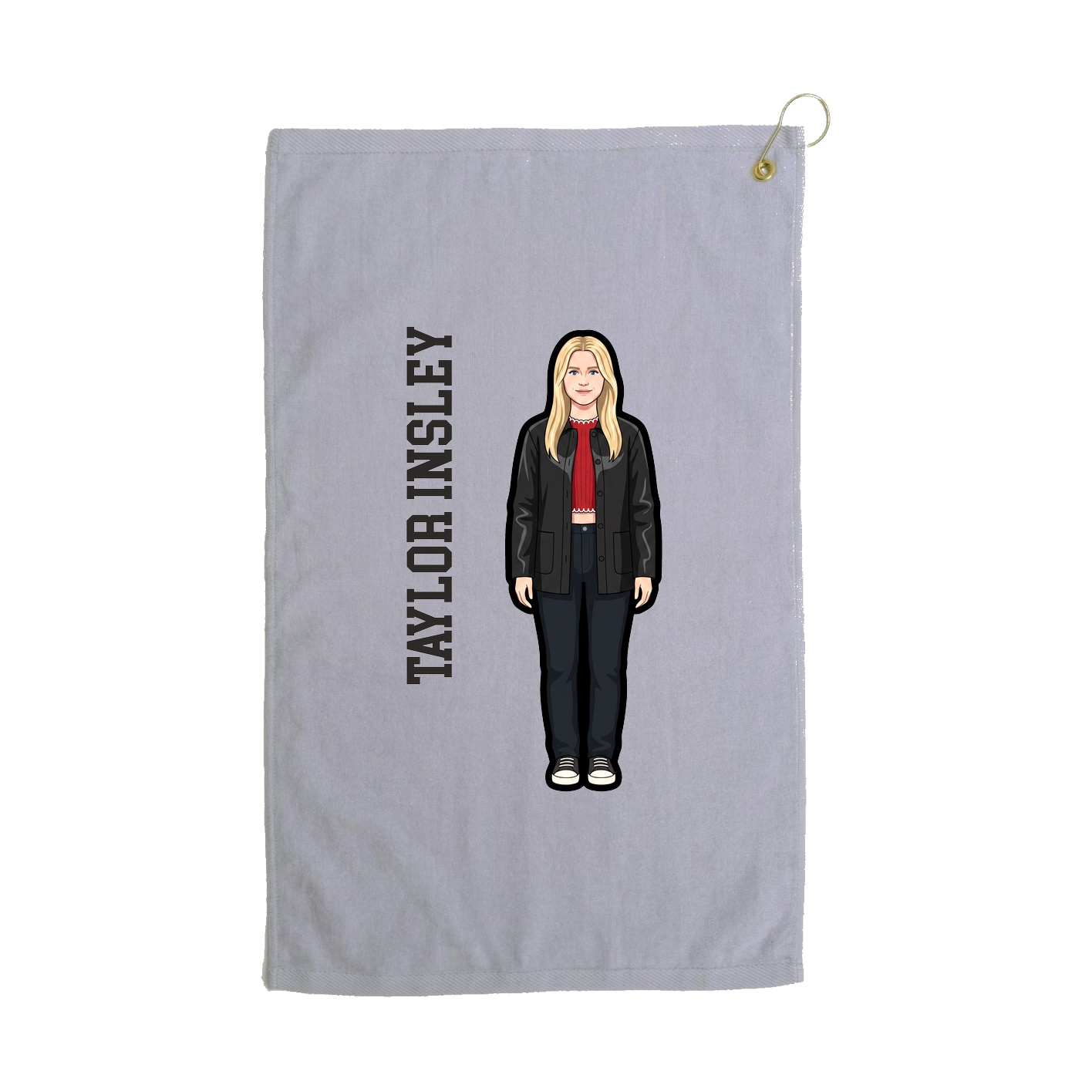 Golf Towel — Name Vertical in Grey