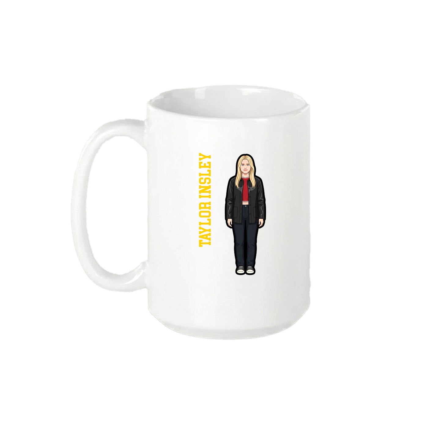 15oz Coffee Mug — Name Vertical in White