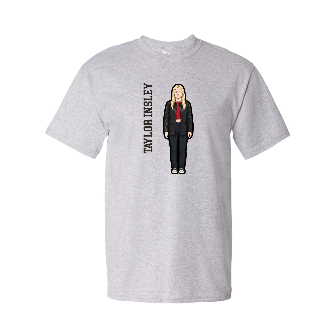 Tee — Name Vertical in Grey