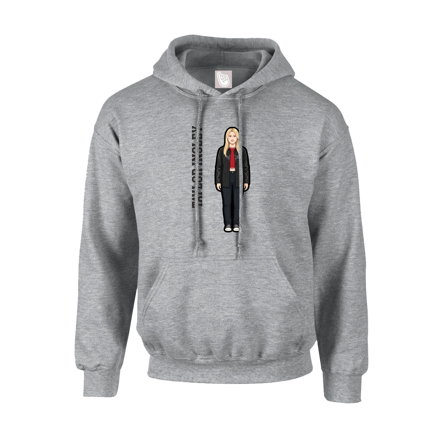 Youth Hoodie — Name Vertical in Grey