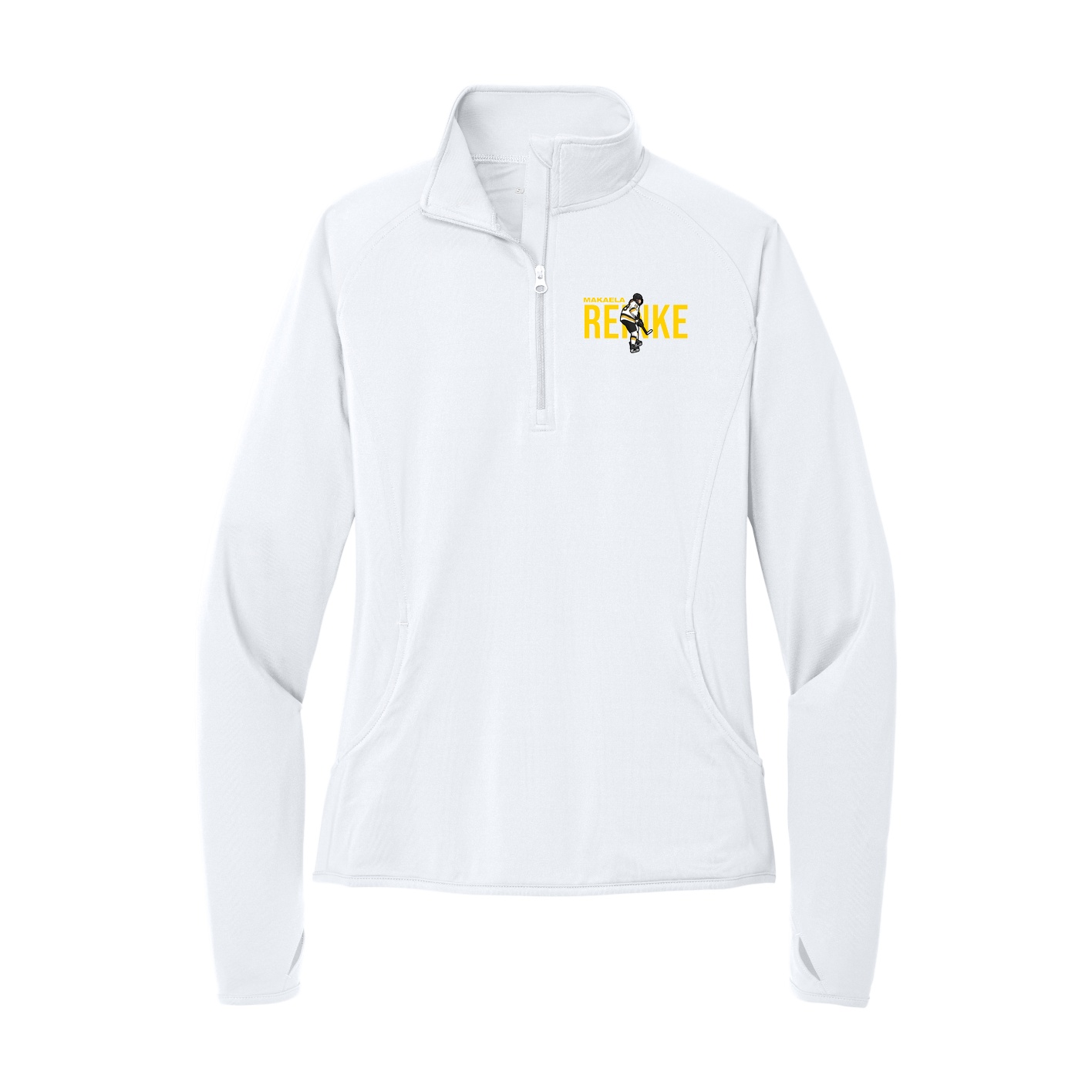 Women's Q-Zip Pullover — Player Name in White