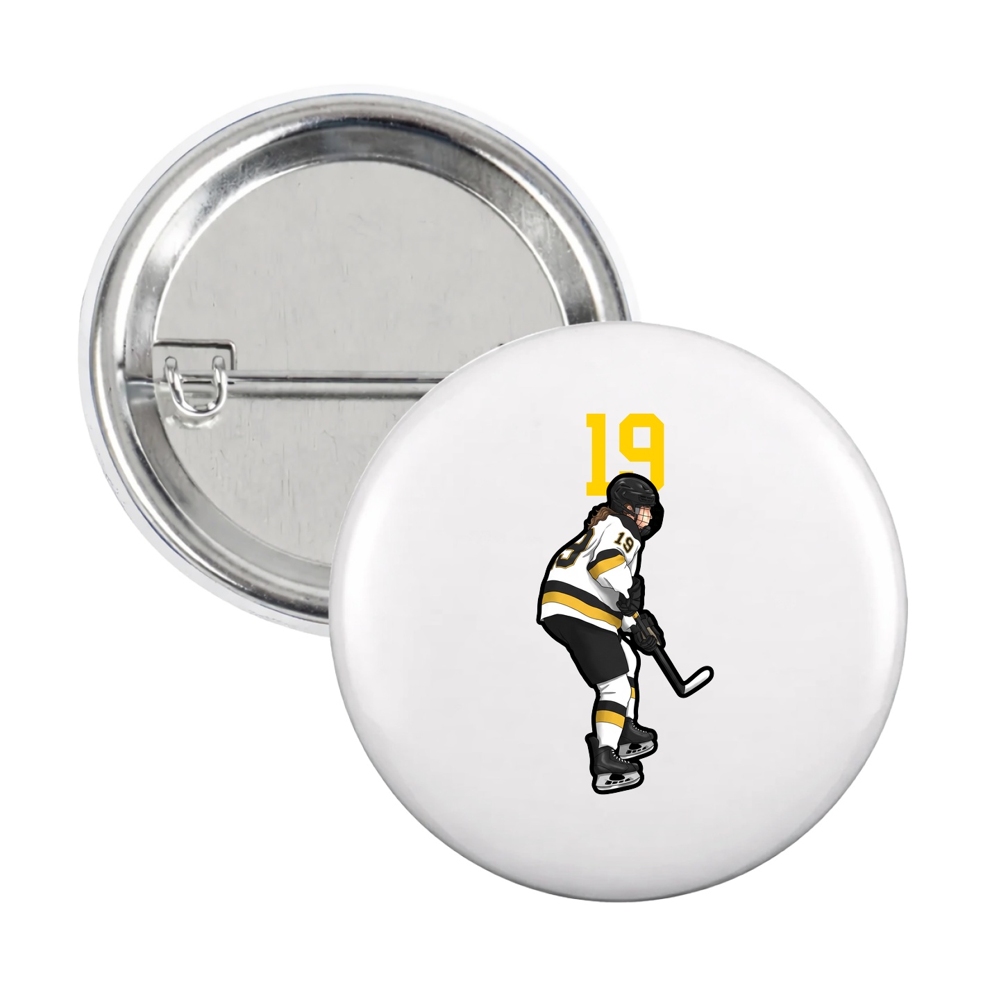 Game Day Button — Number Top in White