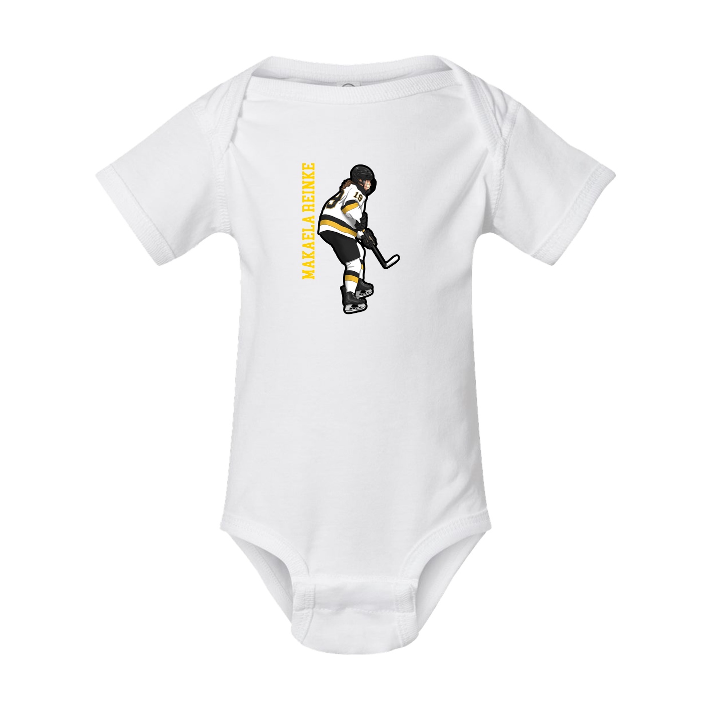 Baby Onesie — Name Vertical in White