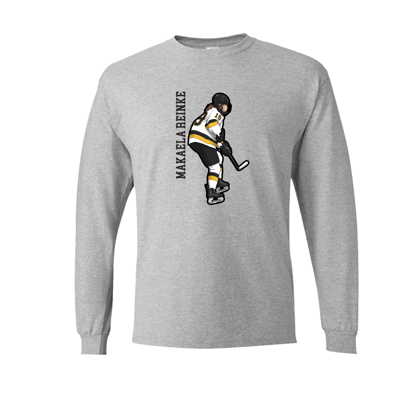 Long Sleeve Tee — Name Vertical in Grey