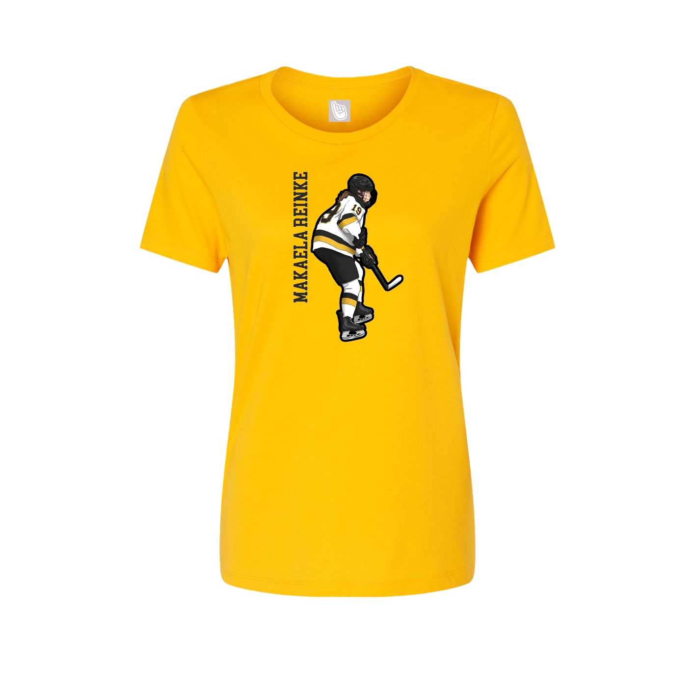Fitted Women's Tee — Name Vertical in Gold