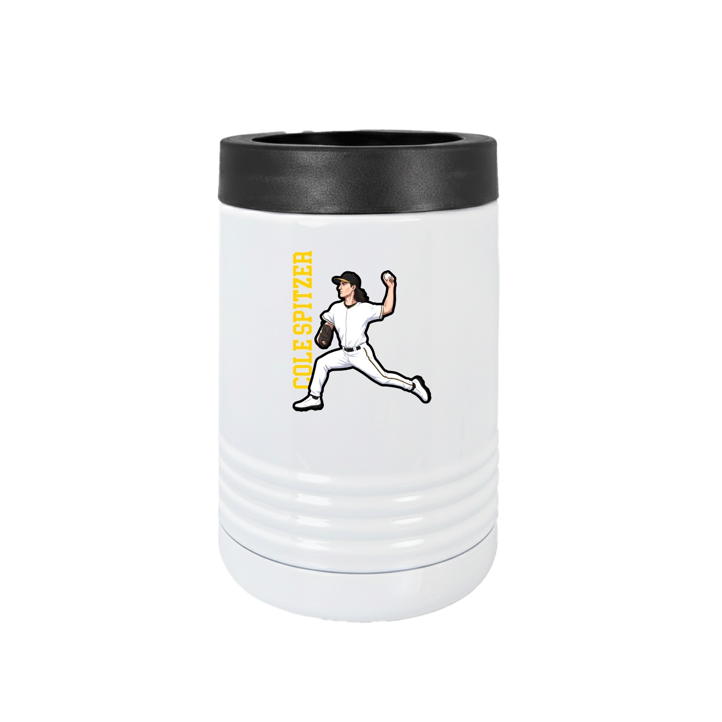 Beverage Holder — Name Vertical in White