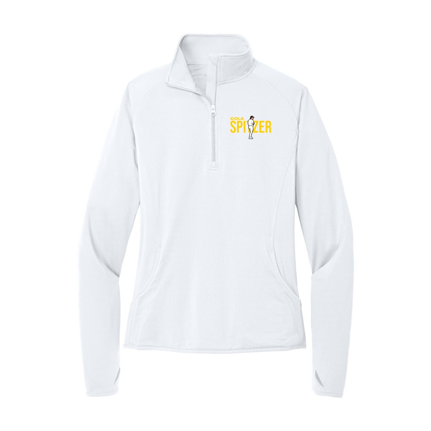 Women's Q-Zip Pullover — Player Name in White