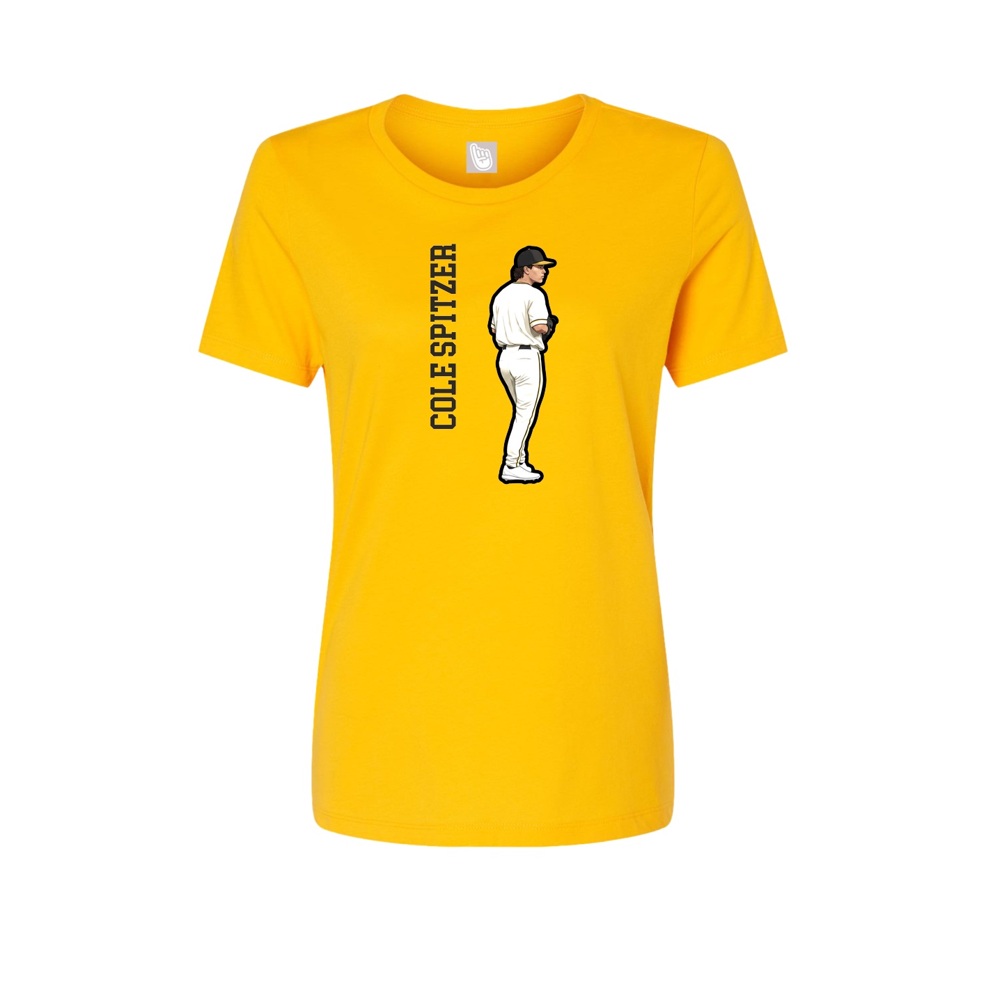 Fitted Women's Tee — Name Vertical in Gold