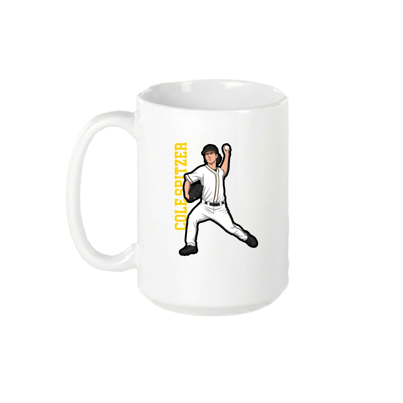 15oz Coffee Mug — Name Vertical in White