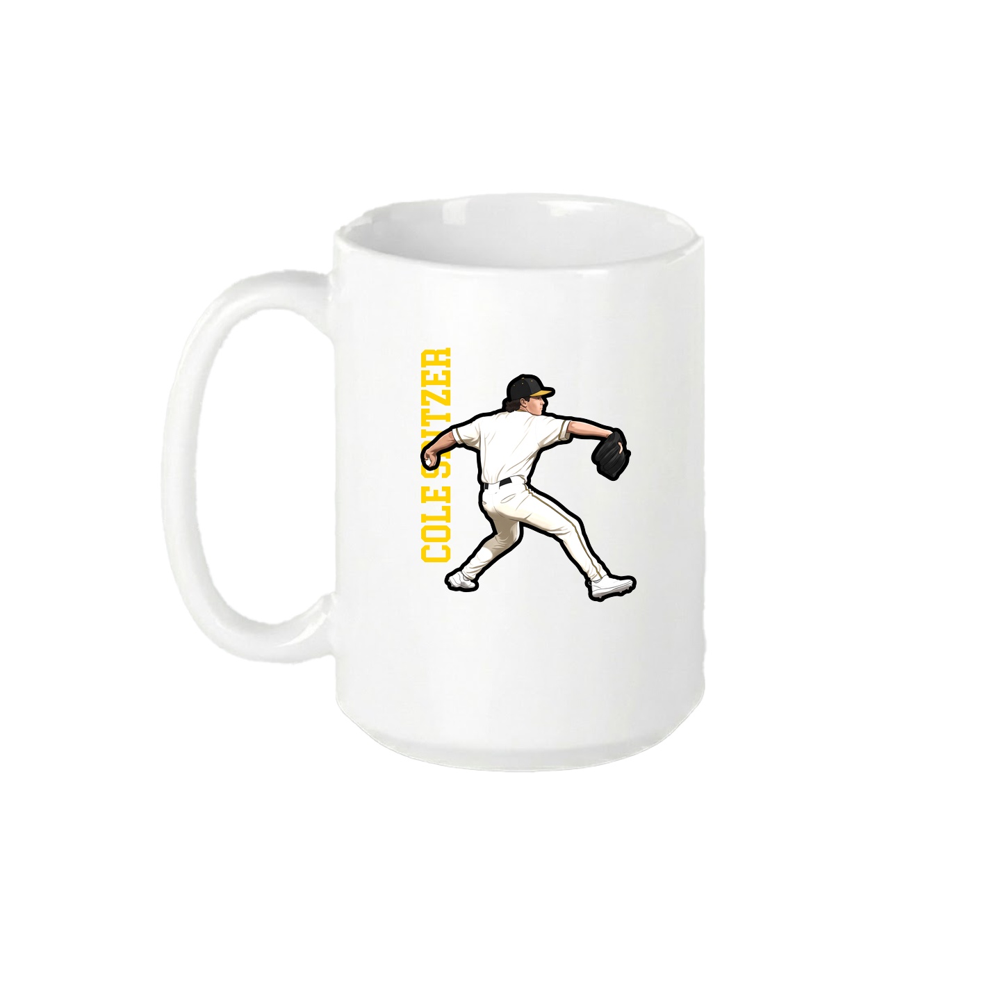 15oz Coffee Mug — Name Vertical in White