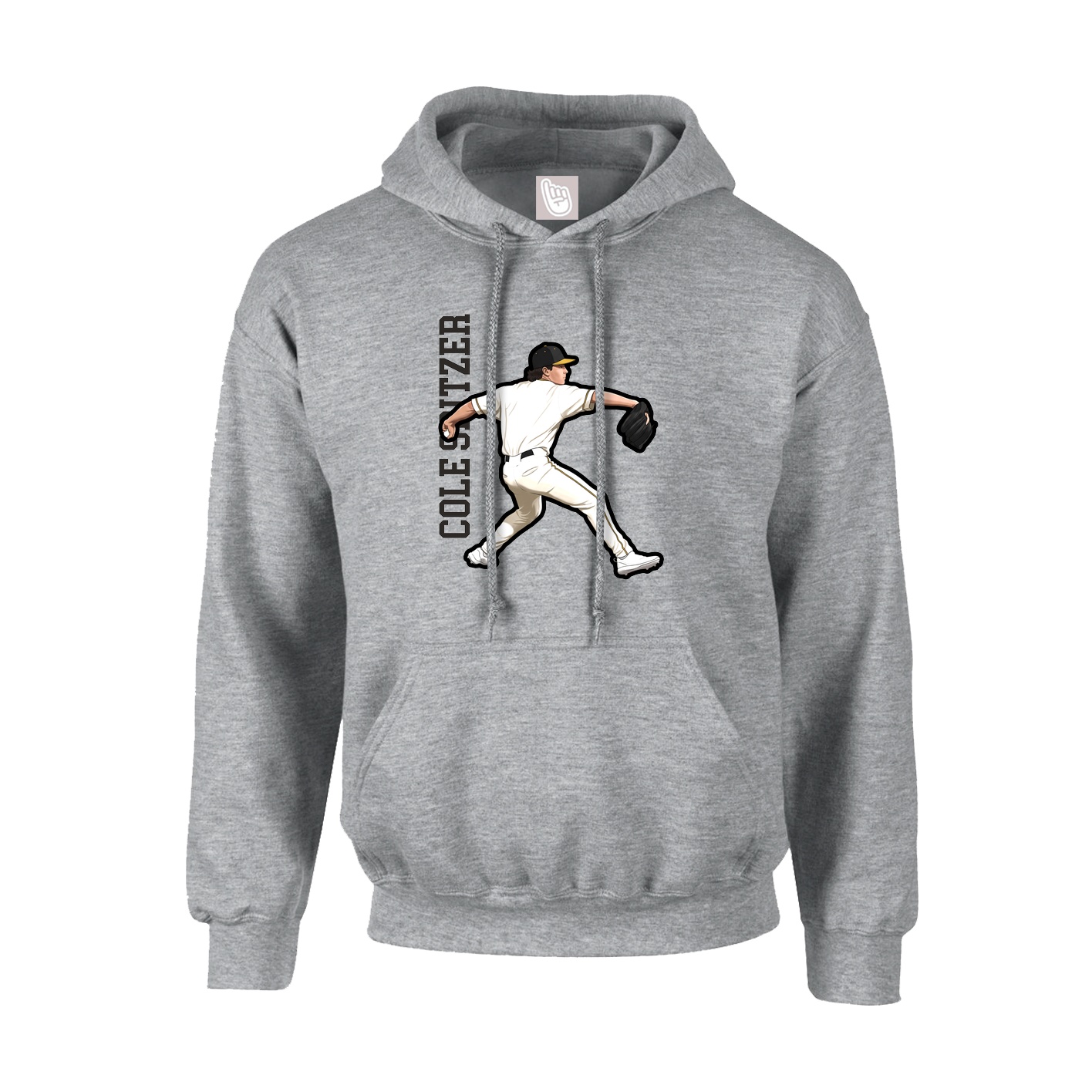 Hoodie — Name Vertical in Grey