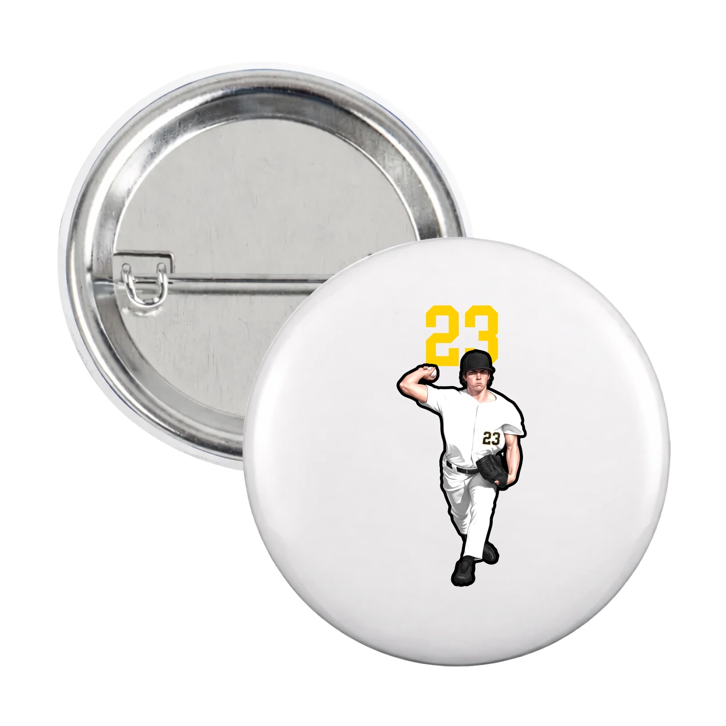 Game Day Button — Number Top in White