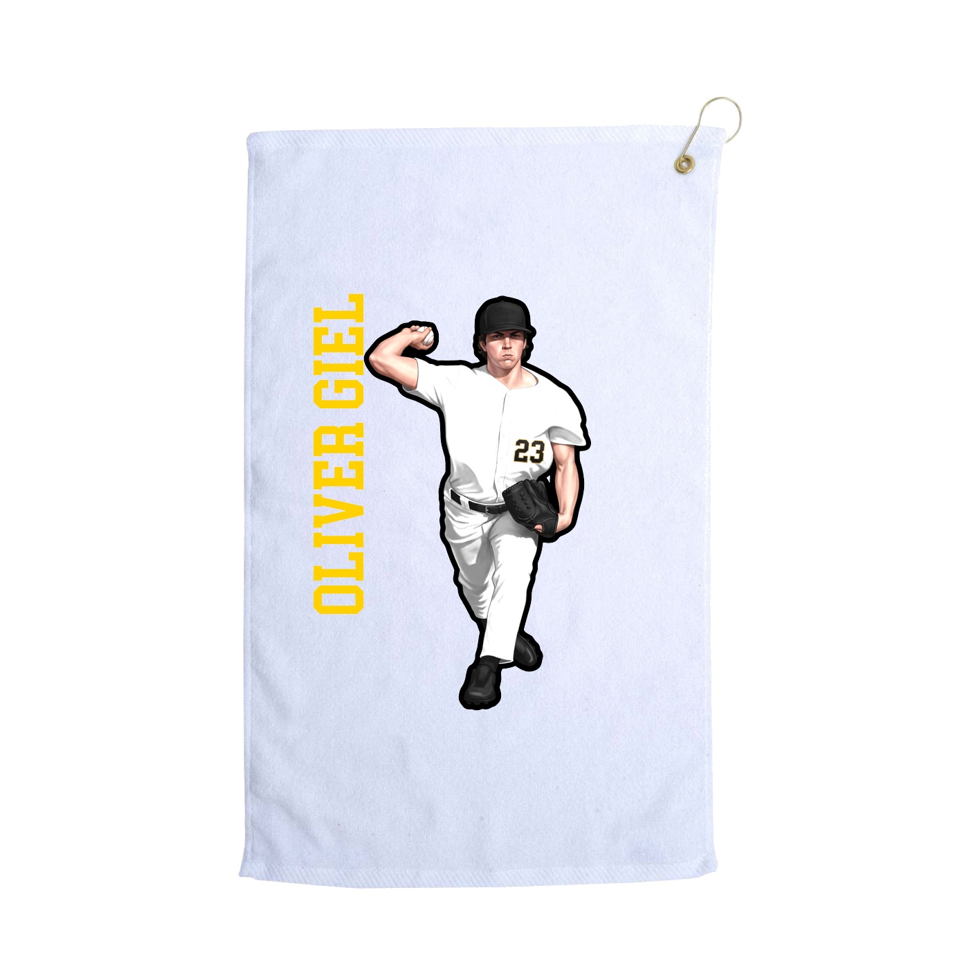 Golf Towel — Name Vertical in White